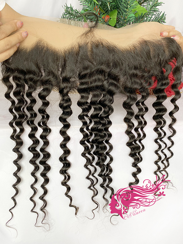 Csqueen Mink hair Italian Wave 13*4 Transparent Lace Frontal Free Part 100% Unprocessed Hair